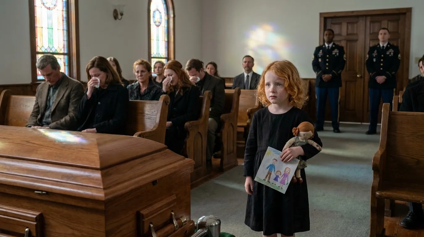 Layla carries Bee and her family drawing at Anna’s funeral.