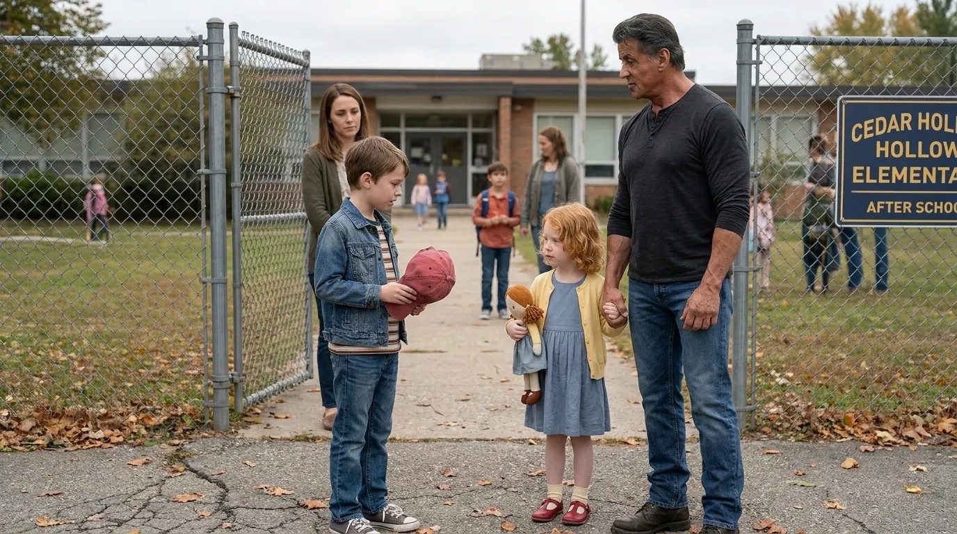 Tyler apologizes to Layla while James stands beside her.