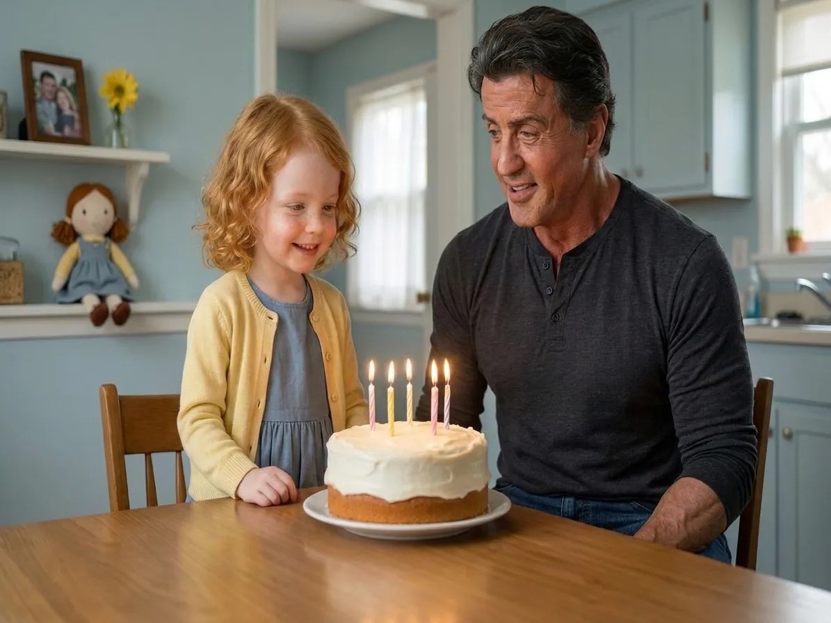 Five-year-old Layla celebrates her birthday with Daddy.